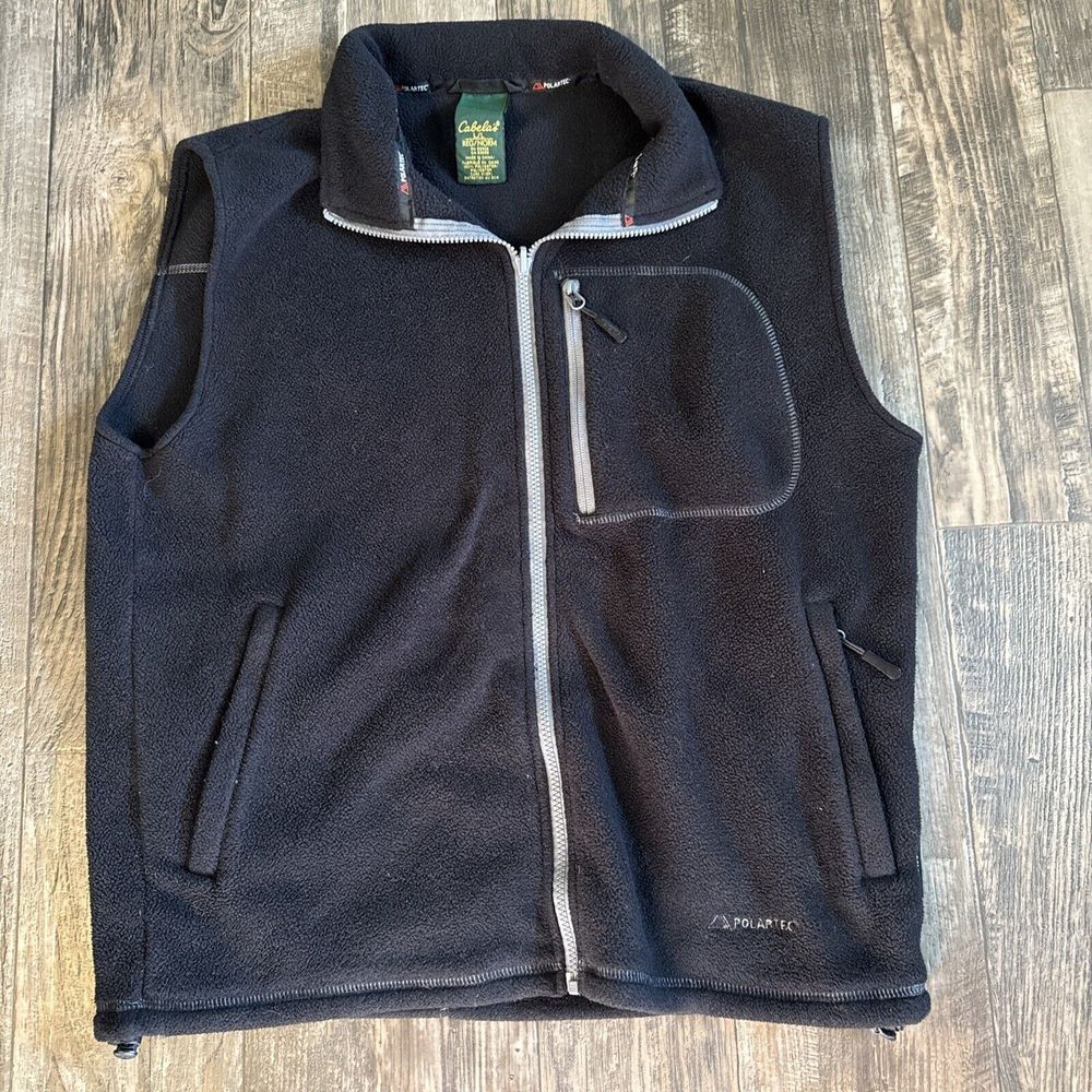 Cabela's 🔥Polartec 🤑Classic Men's Sz L Black Fleece Active Vest RN56835